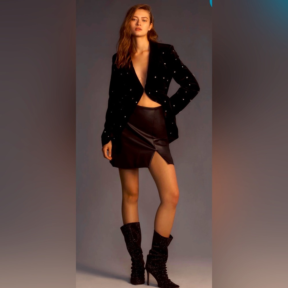 Anthropologie MAEVE Skirt Womens S Black Faux Leather Casual NWT